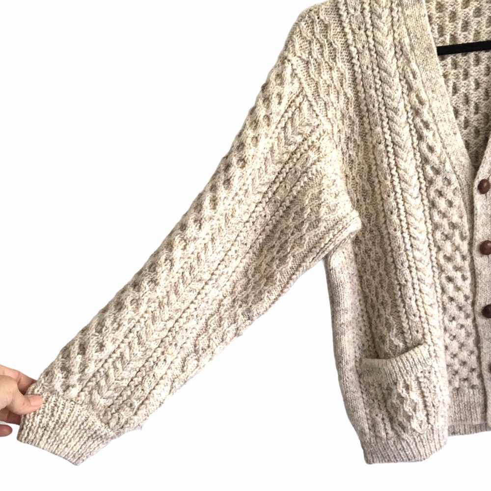 (SOLD) WOOL Chunky Knit Button Cardigan Sweater - Picture 3 of 6